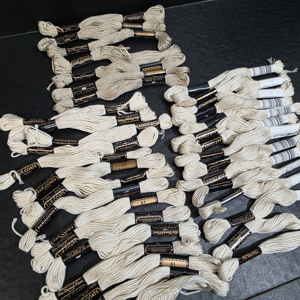 Vintage 6 Strand Cotton Embroidery Thread Floss Neutrals Cream Tan J&P Coats Lot